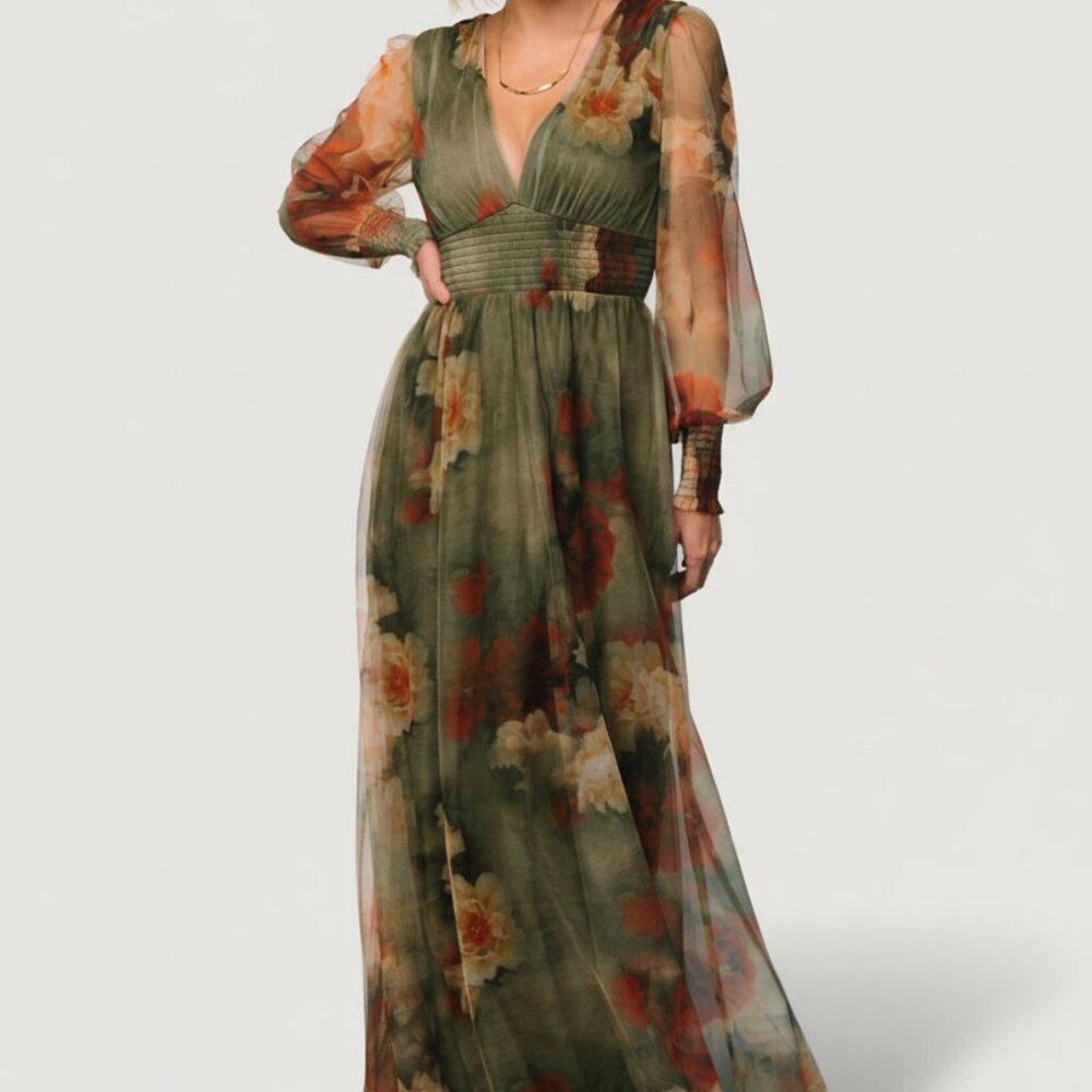 Baltic Born Layla Tulle Maxi Dress | Olive + Rust